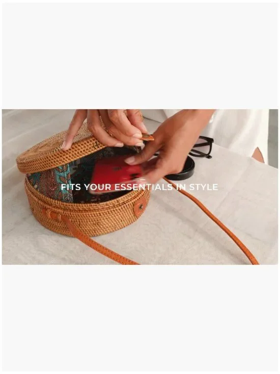 Handmade Rattan Crossbody Bag - Woven Straw Hobo Purse - Lightweight - Picture 7 of 7